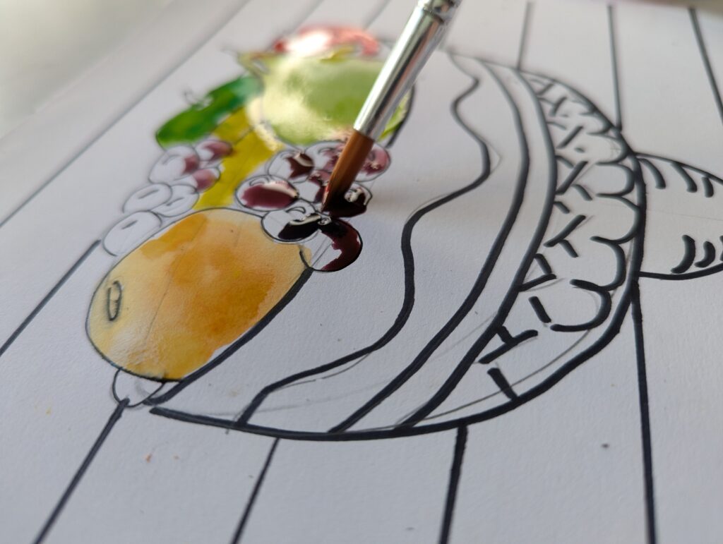 beginner student painting with watercolor starting to learn art